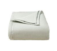 Fauhapyway Jeté de canapé en maille nid d'abeille, couverture douce et respirante, légère, tissage gaufré, pour canapés, 110 x 70 cm (gris clair)