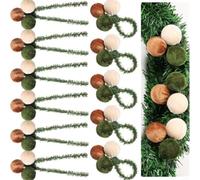 Fauhapyway Lien de Guirlande Boules Noël 25, Ruban Aiguilles Pin 50cm | Soft PVC Pine Needles, 3.9in Flexible Wire Core, Secure Wreaths & Garlands, Reusable Holiday Decor