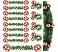 Fauhapyway Lien de Guirlande Boules Noël 25, Ruban Aiguilles Pin 50cm | Soft PVC Pine Needles, 3.9in Flexible Wire Core, Secure Wreaths & Garlands, Reusable Holiday Decor