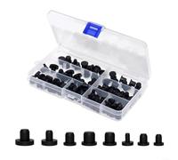 Fauhapyway Lot de 118 bouchons en caoutchouc de silicone de type T - 4 à 9,5 mm - Résistants à la chaleur - Pour meubles industriels - Noir