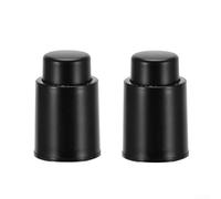 Fauhapyway Lot de 2 bouchons en liège réutilisables en silicone ABS | Intérieur en silicone de qualité alimentaire, extérieur ABS, joint hermétique sous vide, empêche l'oxydation, finition noire