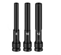 Fauhapyway Lot de 3 adaptateurs à tête hexagonale 1/2 en acier vanadium pour clé à percussion, 8 mm, 10 mm, 12 mm