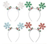 Fauhapyway Lot de 4 bandeaux de Noël en forme de flocon de neige pour le réveillon du Nouvel An et les fêtes de fin d'année