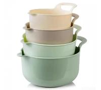 Fauhapyway Lot de 4 bols mélangeurs empilables avec poignées en plastique pour la cuisson des repas, design empilable (B)