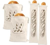 Fauhapyway Lot de 4 Sacs à Pain pour coton pour lin Écologique Réutilisable | 4 sacs réutilisables, pour mélange pour lin et pour coton, pour zéro plastique, écologique, économique long terme