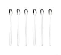 Fauhapyway Lot de 6 cuillères à café en acier inoxydable avec pointe carrée | Pointe carrée unique pour bocaux étroits, longue poignée pour garder les mains propres, idéal pour mélanger des boissons