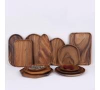 Fauhapyway Plateau en bois de noyer massif avec design irrégulier pour dessert, sushis, traiteur, événements 30 x 12 cm (K)