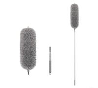 Fauhapyway Plumeau rétractable en microfibre avec poignée télescopique pour le nettoyage des plafonds hauts et des ventilateurs, outil de dépoussiérage électrostatique lavable, gris (2,8 m)