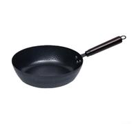 Fauhapyway Poêle Wok Plate 28cm Capacité 2L Manche Ergonomique | Texture martelée unique, rétention chaleur optimale, finition noire rustique, 28cm pour idéal famille