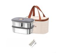 Fauhapyway Récipient alimentaire en acier 304 1200 ml à deux compartiments | Comprend des boîtes à section simple de 1700 ml et 1200 ml à double section, joint en silicone empêche les fuites