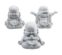 Fauhapyway Statue de Bouddha rieur, décoration de jardin effet grès pour intérieur et extérieur, sculpture décorative pour la maison, le jardin, la cour, la terrasse 8 x 7,8 x 5,2 cm (A+B+C)
