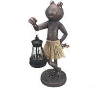 Fauhapyway Statue de grenouille solaire en résine résistante aux | Capteur crépusculaire automatique, charge solaire à économie d'énergie, lueur ambiante chaude, hauteur 21,5 cm