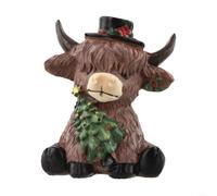 Fauhapyway Statuette Vache Écossaise Résine Détaillée 17,5cm(002-B) | Race écossaise, texture réaliste, couleur multicolore, taille 17,5cm, artisanat soigné