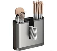 Fauhapyway Support mural pour ustensiles de cuisine avec plateau de vidange pour cuillères, fourchettes, baguettes - Gris - 16,3 cm