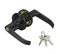 Fauhapyway Verrou de porte de salle de bain à trois tiges avec boule et poignée à levier en alliage d'aluminium (25-45 noir)