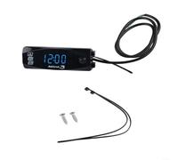 Fauhapyway Voltmètre électronique 3 en 1 thermomètre pour affichage LED étanche alarme basse/haute tension améliorée sécurité du véhicule (bleu)