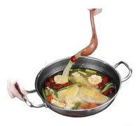 Fauhapyway Wok en acier inoxydable anti-adhésif de 32 cm à double poignée compatible avec induction Design nid d'abeille pour cuisinière à gaz électrique Batterie de cuisine (32 cm sans couvercle)