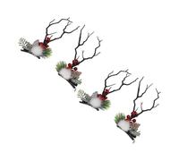 Fauitay 2 Paires D'épingles à Cheveux de Renne Style Féerique en Bois de Noël, Accessoires Décoratifs pour Cheveux de Festival pour Fête Costumée, événement Scolaire