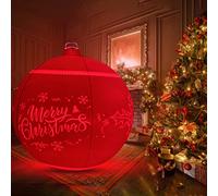 Fauitay Boule de Noël Gonflable Lumineuse, Grande Boule Décorée en PVC de 60 Cm, Ornements de Noël Gonflables avec 16 Lumières LED de Couleur pour Jardin, Porche, Cour, Piscine