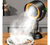 Fauitay Hotte aspirante portable, rechargeable, ventilateur de cuisine USB avec batterie de 3000 mAh, réservoir d'huile amovible à 2 vitesses pour l'intérieur, barbecue (noir doré)