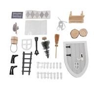 Fauitay Kit de Porte Féerique D'elfe de Noël, Miniatures de Jardin D'elfe de Noël, Porte de Fée Miniature en Bois Réaliste pour Accessoires de Photographie de Maison de Poupée avec des