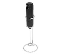 Fauitay Mousseur à Lait électrique Portatif, Mini Mélangeur de Boissons en Acier Inoxydable Mat Bruit, avec Base en Métal pour Cuisines (Noir et support)