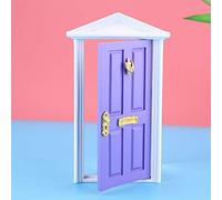 Fauitay Porte de Maison de Poupée Miniature, Jouet de Bricolage en Bois avec Bord Lisse, Couleur Vive pour la Décoration de Maison de Poupée, sans Matériau Sûr (Violette)