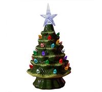 Fauitay Sapin de Noël en céramique vintage en céramique, 18,8 cm, éclairage en céramique, décoration de table de Noël, éclairage de Noël (A)