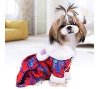 Fauitay Vêtements pour Animaux de Compagnie en Coton, Confortable, Chaud, Coupe-Vent, Couleur Vive, Manteau pour Chien de Style Chinois élégant Vintage avec Fermeture Oblique (XL)