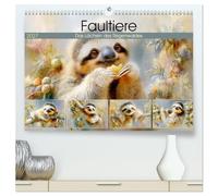 Faultiere. Das Lächeln des Regenwaldes (hochwertiger Premium Wandkalender 2027 DIN A2 quer), Kunstdruck in Hochglanz: Liebliche Illustrationen von den entspanntesten Tiere des Dschungels