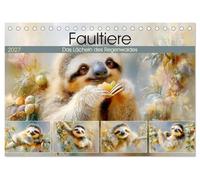Faultiere. Das Lächeln des Regenwaldes (Tischkalender 2027 DIN A5 quer), CALVENDO Monatskalender: Liebliche Illustrationen von den entspanntesten Tiere des Dschungels