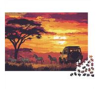 Faune Africaine Cadeau Unique Décoration Intérieure Jeep de Safari Jeu Éducatif Challenge Toy Adultes & Enfants des 14 Ans 52x38cm/1000pcs