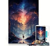 Faune de l'espace Cerfs Adolescents Puzzle 1000 pièces Jeu de mémoire Amusant Composants Robustes et découpés avec précision Jeu de Voyage Portable et Amusant (50x75cm)