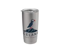 Faune Marine Islande Aventure Nature Mer Côtière Macareux Gobelet isotherme en acier inoxydable double paroi