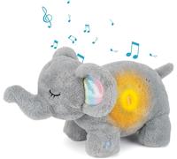 Faune Relaxant Peluche Qui Respire,Les Éléphants Endormis Veilleuse Bébé Musicale Et Lumineuse Avec Bruit Blanc,Cadeau De Naissance Pour Fille Et Garçon Nouveau-Né