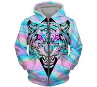 Faune Tigre Imprimé 3D Complet Fermeture Éclair Sweats à Capuche Femmes Hommes Veste Pullover Sweatshirt à Capuche Cool Streetwear