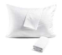 FAUNNA Lot de 2 Housses de Protection d'oreiller à Fermeture éclair 100 % Coton - Confortable/Silencieux, Satin de Coton à Fibres Longues, taie d'oreiller Douce et Respirante, Taille Standard