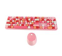 FAUOSWUK 104 Touches Clavier sans Fil et Ensemble de Souris, Style de Machine à écrire Rétro 2,4 GHz avec Multimédia à Clavier Numérique pour Ordinateur de Bureau à Domicile (Thème Rose)