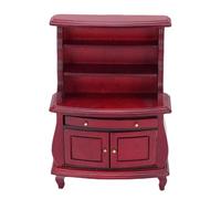 FAUOSWUK Bibliothèque Miniature de Style Européen pour Maison de Poupée, Accessoire Fonctionnel Fantaisiste Délicieux pour la Décoration de la Maison en Bois (Rouge)