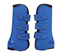FAUOSWUK Bottes de Soutien pour Cheval, Bottes Tendineuses pour Cheval, Protège-Jambes pour Saut, Course à Pied, Sports avec Coque en PU et Sangle (Pattes Avant Bleues XL)