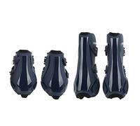 FAUOSWUK Bottes de Tendon de Cheval, Bottes de Protection des Jambes de Cheval, Jambières Absorbant Les Chocs avec Néoprène PU pour (Un Ensemble Bleu Marine XL)