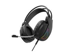 FAUOSWUK Casque de Jeu Filaire USB H160, sur L'oreille, Pilotes 50 Mm, éclairage RVB, Microphone Antibruit, Contrôle du Volume, pour Jeux sur PC