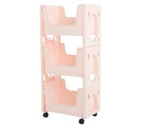FAUOSWUK Chariot de Rangement Roulant, Conception Durable avec capacité Spacieuse, Organisateur Mobile pour Salle de Bain et Salon (Rose)