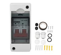 FAUOSWUK Disjoncteur DC, Interrupteur D'isolateur Miniature 2P 50A IP65, avec Fenêtre Transparente, pour Panneau Solaire Photovoltaïque connecté au Réseau et Système Solaire Hors Réseau