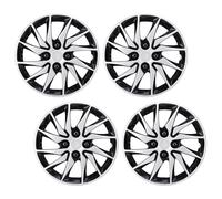 FAUOSWUK Enjoliveur de Roue élégant Anti-Rayures de 14 Pouces pour Escort, Matériau ABS Robuste, 4 Pièces pour Un Ajustement Universel sur n'importe Quelle Roue en Acier de 14 Pouces (Argent Noir)