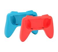 FAUOSWUK Ensemble de Poignées Ergonomiques pour avec Fonctionnalités de Confort et Coussinets de Protection pour Joueurs - Matériau ABS Durable - 2 Unités (Rouge Bleu)