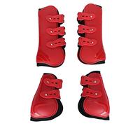 FAUOSWUK Jambières D'obstacle de Protection de Jambe de Cheval en PU épais avec Ceintures Robustes Boutons de Fixation Faciles Doublure Douce pour Le Soutien des Jambes de (XL)