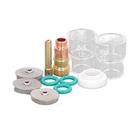 FAUOSWUK Kit D'accessoires pour Torche de Soudage 11 Pièces, 2 Tasses en Verre, 1 Lentille à Gaz, 3 écrans Double Couche, 3 Joints Toriques Verts, 1 Couvercle Avant en PTFE, avec Petite