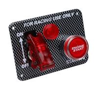 FAUOSWUK Kit de Panneau D'allumage de Course en Fiber de Carbone 12V 40A, Bouton de Démarrage à Bascule LED pour Voitures de Course, Camions