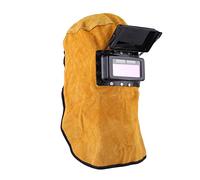 FAUOSWUK Masques de Protection des Soudeurs avec Objectif D'assombrissement Automatique, Capot de Soudage en Cuir Réglable Protéger le Cou de Face de la Tête, Absorption de Sueur